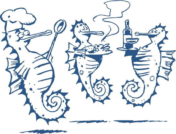 34 South Restaurant Knysna, cartoon by Mark Wiggett