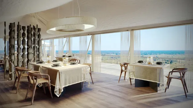 Enjoy a thoughtfully curated environment, where tasteful design elements and ample natural light make for a comfortable and inviting dining area.