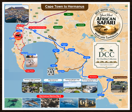 Itinerary Map of Cape Town to Hermanus