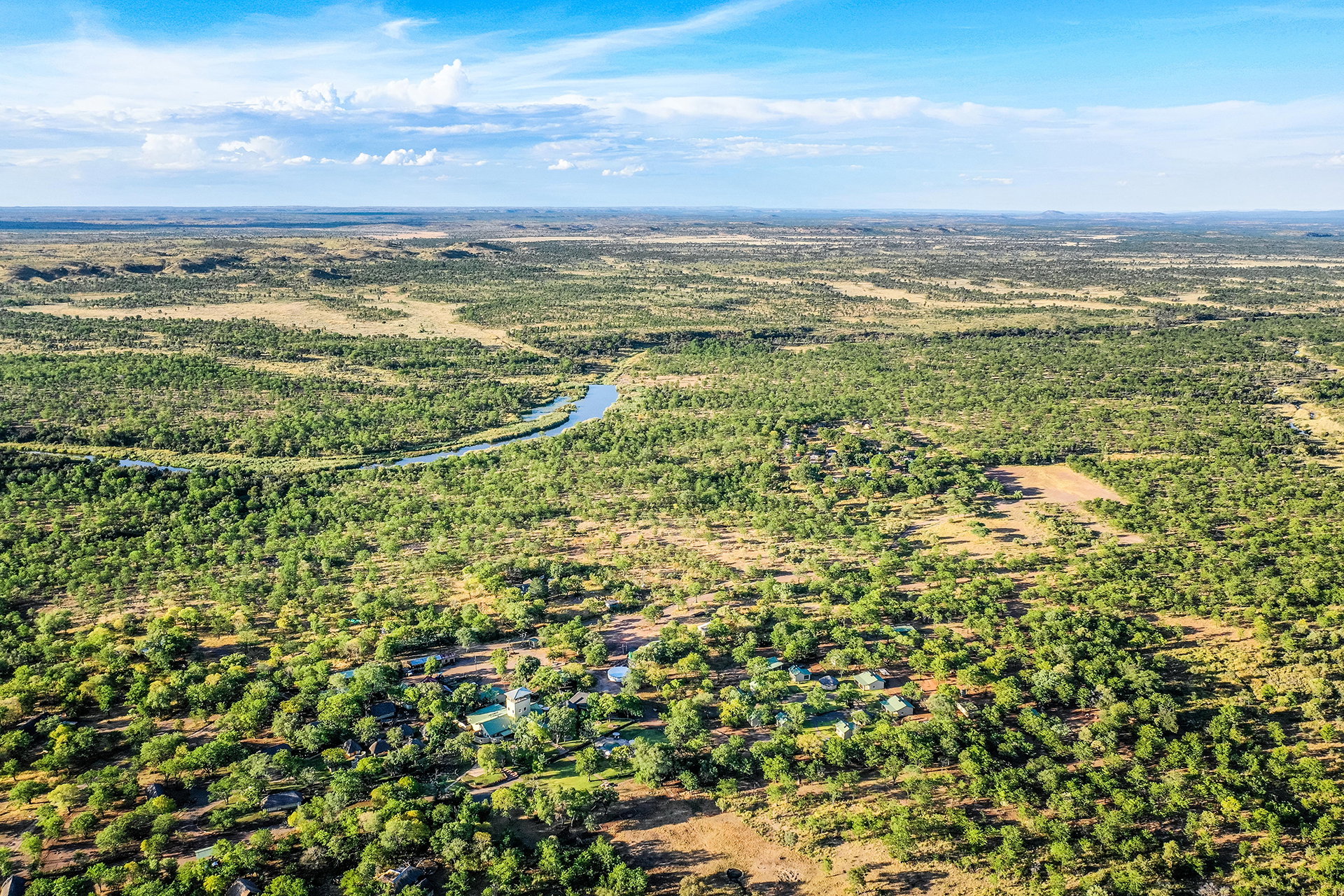A beautiful aerial glimpse of wilderness and winding waterways.