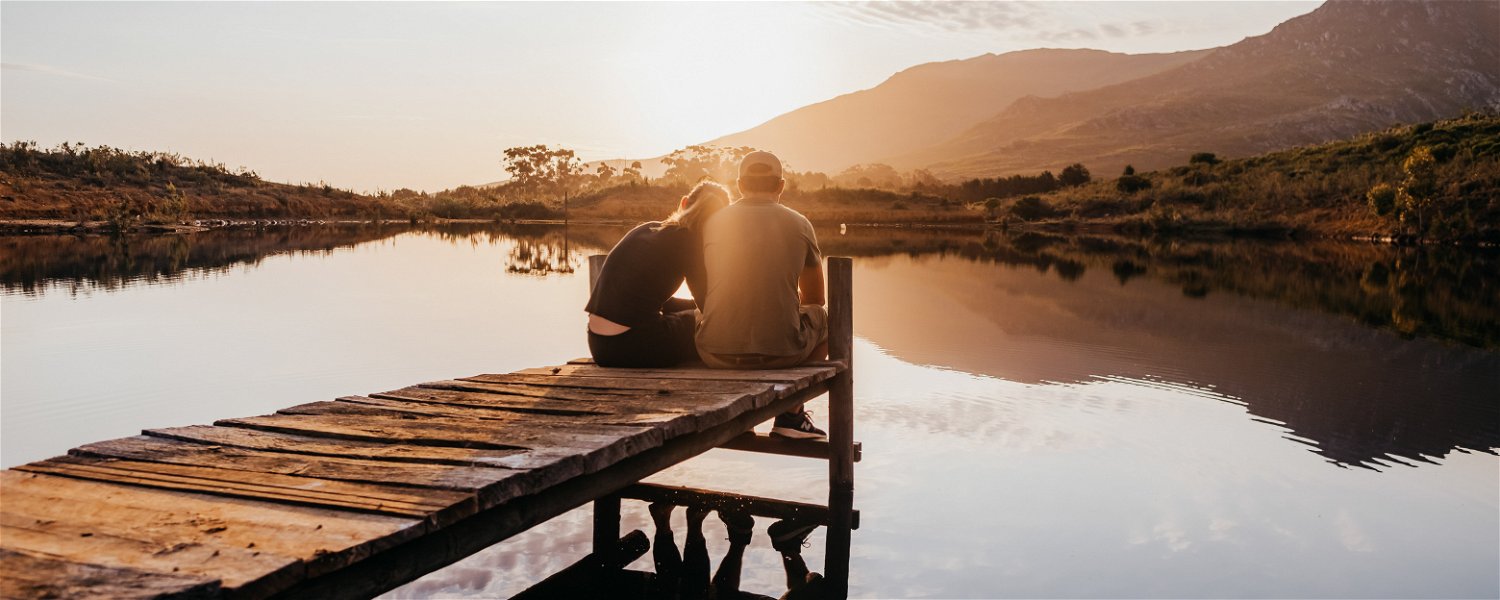 Couple Enjoying the dam on a Romantic Getaway at White Water Farm near Stanford Farm Stay