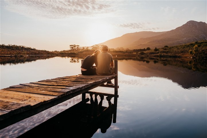 Couple Enjoying the dam on a Romantic Getaway at White Water Farm near Stanford Farm Stay