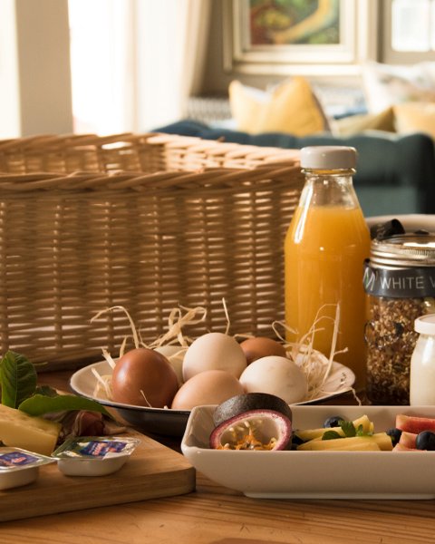 Image of bespoke breakfast baskets at White Water Farm, a farm stay in Stanford
