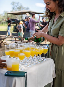 making mimosas at the bush breakfast