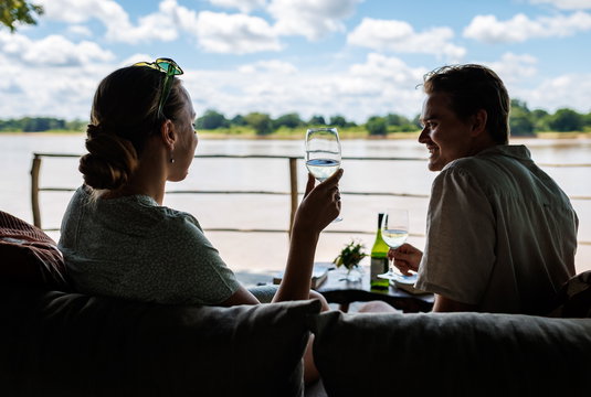 sunset drink at msandile river lodge at the chalet