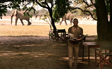 Dean, waiter and poolman at the safari msandile river lodge zambia, 