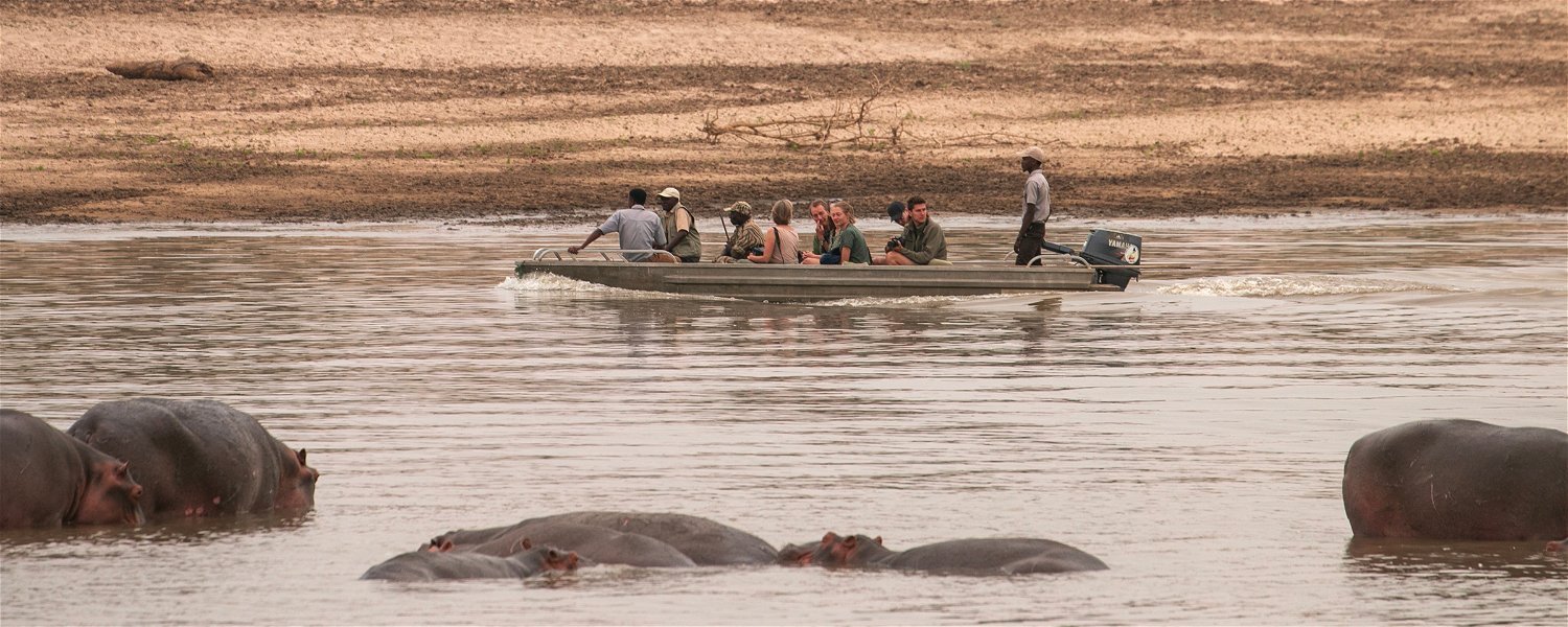 Boat safari at Msandile River Lodge South Luangwa National Park