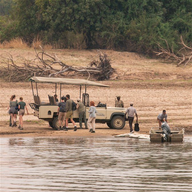 Crossing with the boat into the South Luangwa National Park