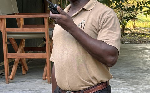 head of security Elias at safari lodge msandile river lodge in Zambia, africa