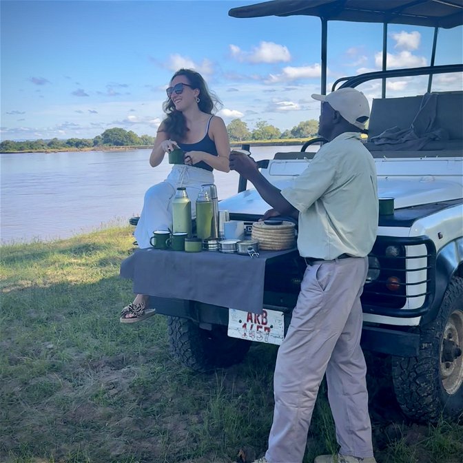 Coffee stop at msandile river lodge during a game drive