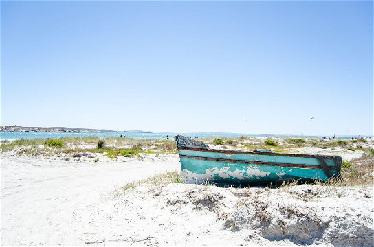 Old fishing boat at Water's Edge entrance