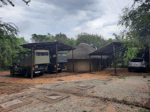 Safari vehicles parking. Chalet. Kruger Open Vehicle Safaris, DCC Hotel Group