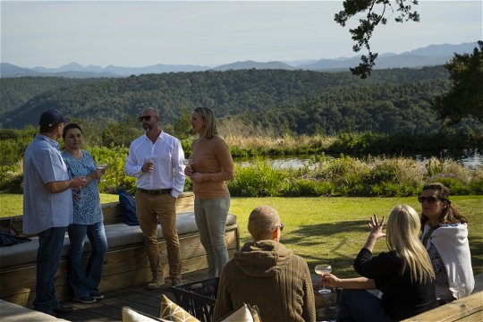 the outdoor boma overlooking the mountains at crags country lodge just off the N2 and 10 minutes away from Plett