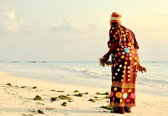  Local women grace the beach with their vibrant presence, adding a touch of authenticity to the serene coastal scenery.