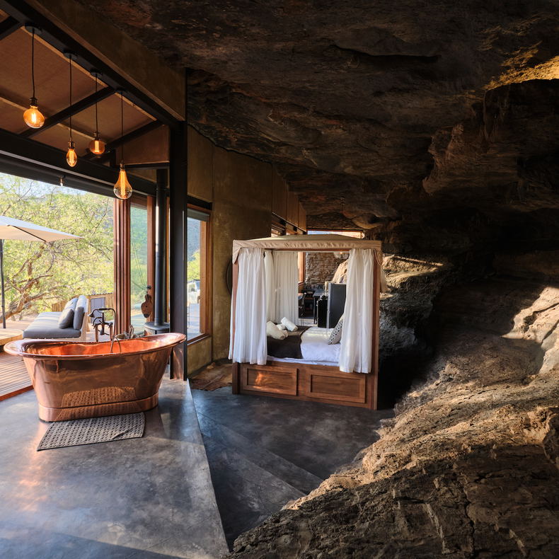 Cave House morning light interior Cave House morning light interior