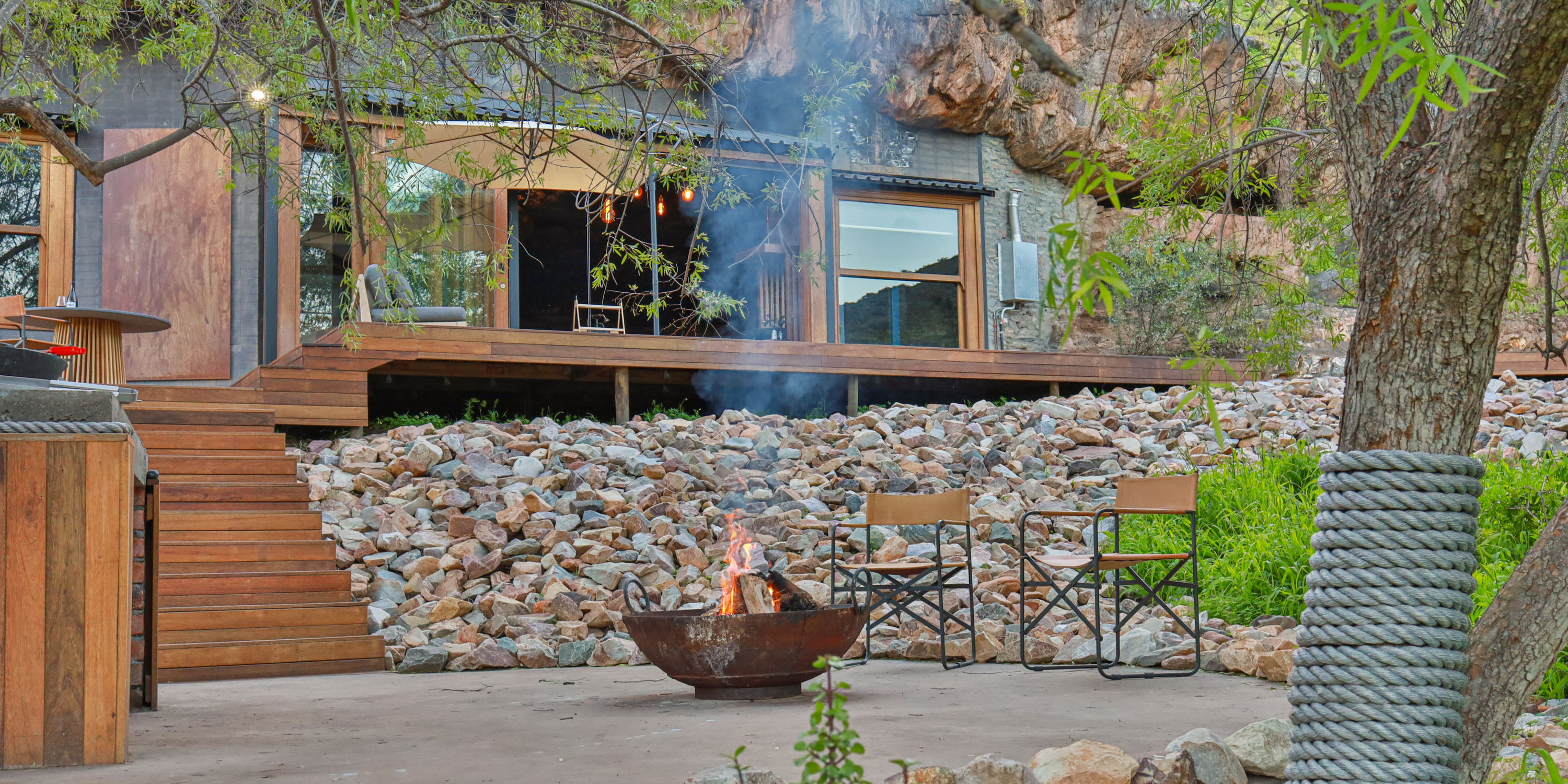 outdoor boma below The Cave House