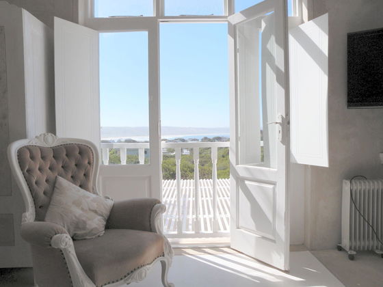 Charlotte House interior with a sea view