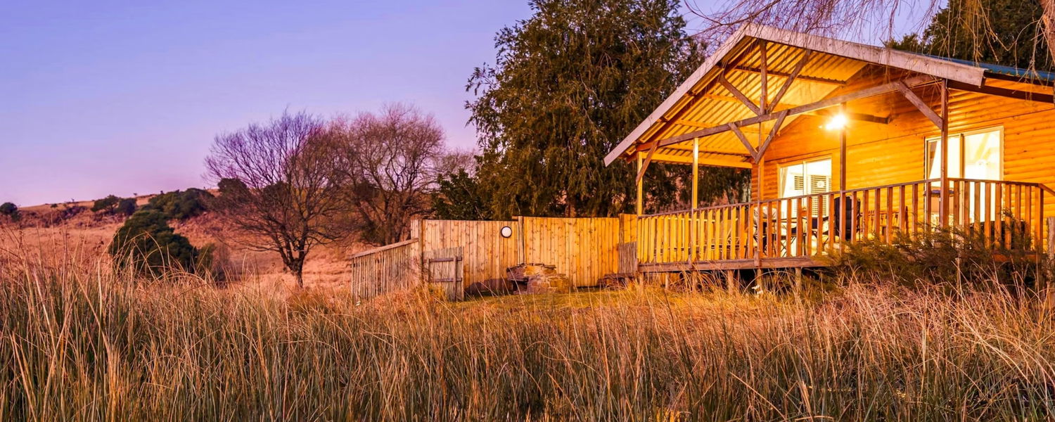 Pet-friendly accommodation in Dargle, KwaZulu-Natal Midlands. Dam-front self-catering cabin for two, small to medium dogs welcome by arrangement. Walking trails, trout dam, no resident dog interaction, ideal for calm, well-managed pets.