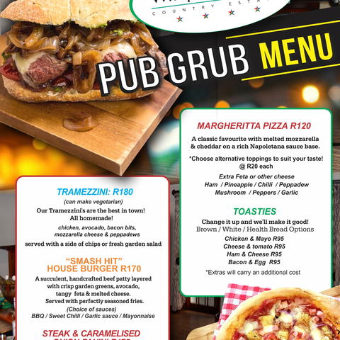 Pub Grub Menu
