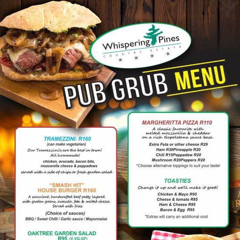 Pub Grub Menu