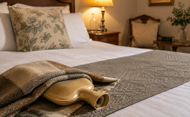 Hot water bottle on bed Hot water bottle on bed