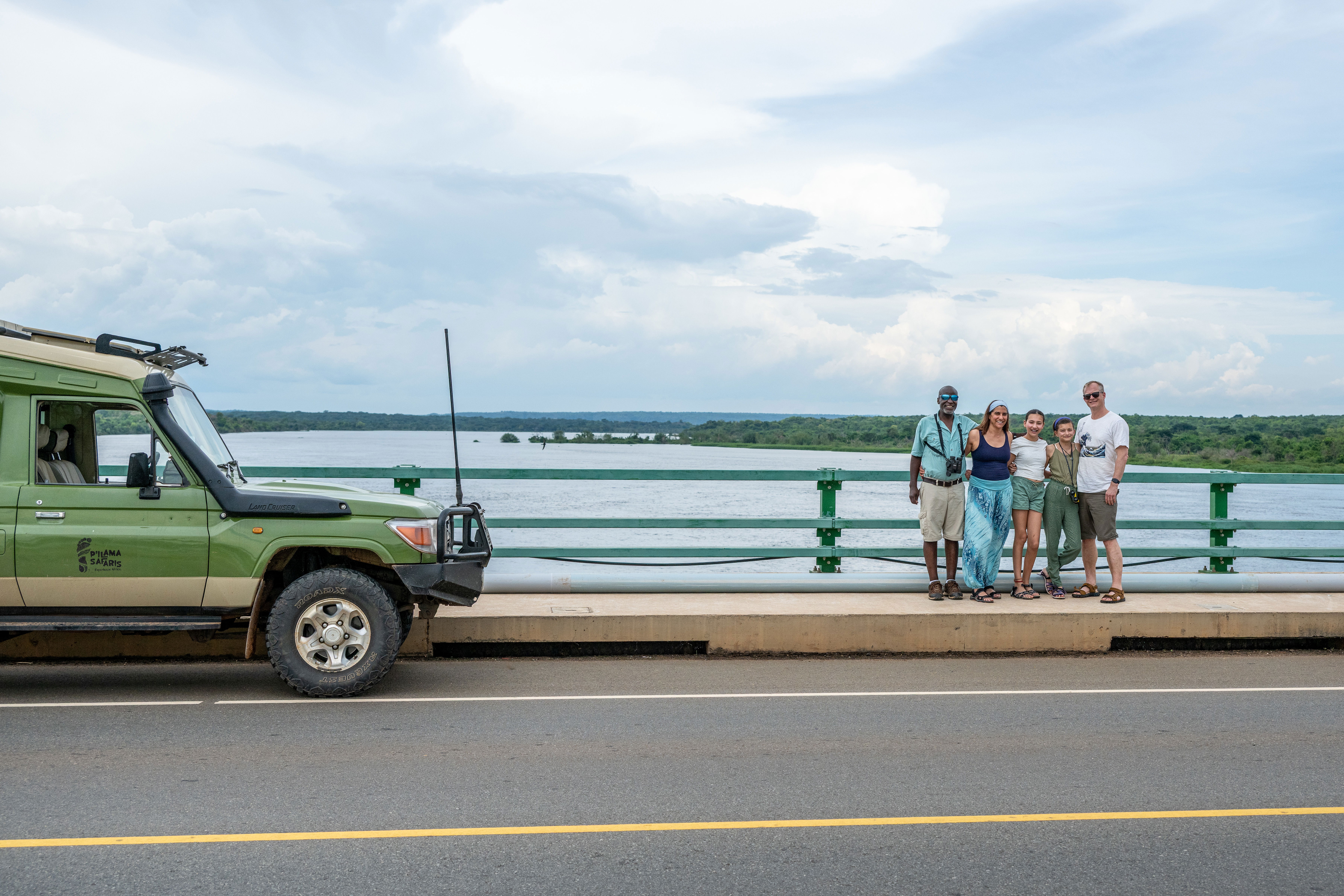 Pilama Safaris Vehicle and Family on safari at Murchison falls national park in Uganda