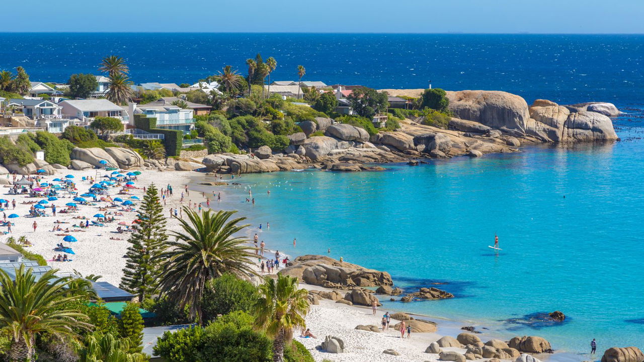 Image showing Camps Bay beach in Southern Africa on a tour with Gonana Travel Image showing Camps Bay beach in Southern Africa on a tour with Gonana Travel