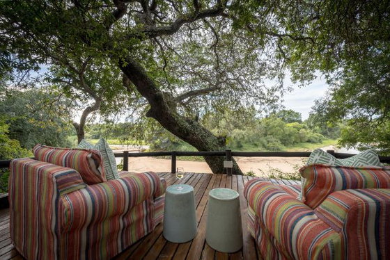 Boutique safari lounge chairs overlooking a riverbed Thornybush Game Reserve
