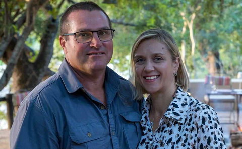 Management couple who lead the team of local staff working at Shimungwe Lodge in Greater Kruger