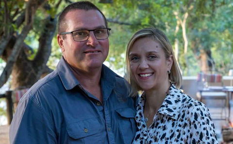 Management couple who lead the team of local staff working at Shimungwe Lodge in Greater Kruger