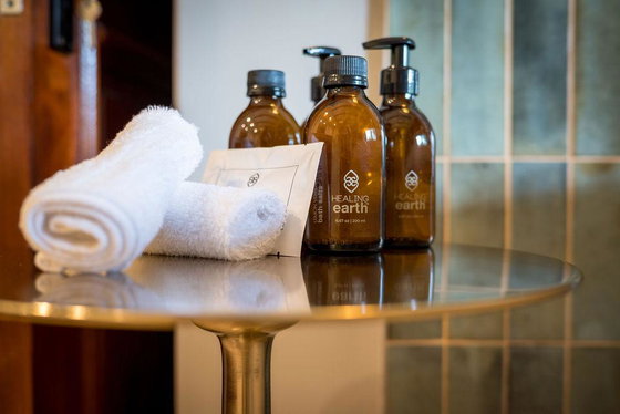 Guest amenities in a luxury safari lodge bathroom. Greater Kruger