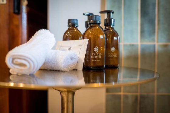 Guest amenities in a luxury safari lodge bathroom. Greater Kruger Guest amenities in a luxury safari lodge bathroom. Greater Kruger