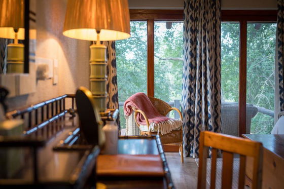 Luxury safari lodge room with full window views. Shimungwe. South Africa. Luxury safari lodge room with full window views. Shimungwe. South Africa.