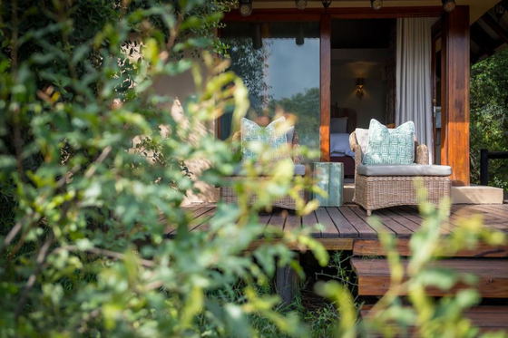 Secluded viewing decks from guest suites at a luxury safari lodge in South Africa Secluded viewing decks from guest suites at a luxury safari lodge in South Africa