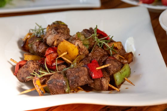 Red meat savoury kebabs, home made by our chef at Shimungwe Lodge, Thornybush Game Reserve, Greater Kruger Red meat savoury kebabs, home made by our chef at Shimungwe Lodge, Thornybush Game Reserve, Greater Kruger