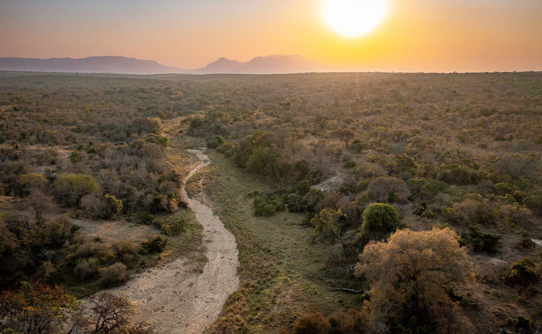 dry river bed in Thornybush Game Reserve, part of the Greater Kruger