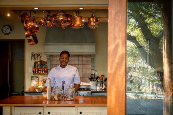 Gift, our head chef in the kitchen at Shimungwe, Greater Kruger Park Gift, our head chef in the kitchen at Shimungwe, Greater Kruger Park