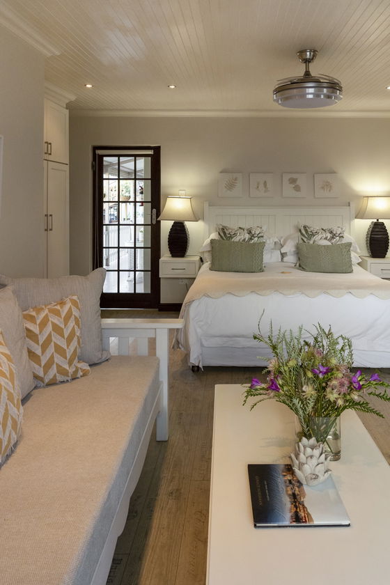 Deluxe Room - Full DSTV, private patio with gas BBQ/braai, King bed or twin beds, en-suite bathroom with walk-in shower.