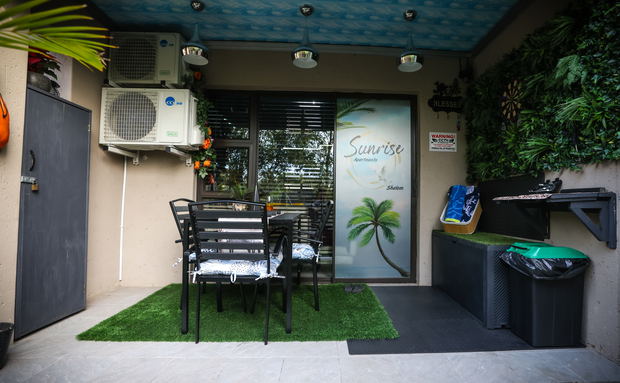 Private heated splash pool and enclosed patio with PVC blinds at luxury apartment near OR Tambo Airport in Benoni Johannesburg Private heated splash pool and enclosed patio with PVC blinds at luxury apartment near OR Tambo Airport in Benoni Johannesburg