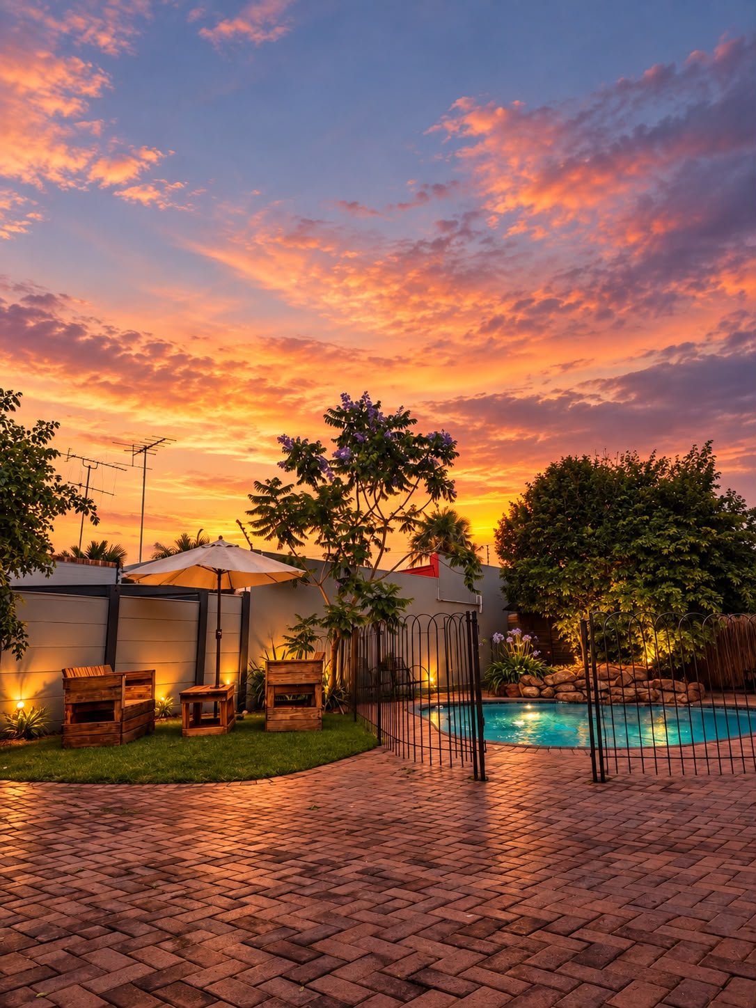 Shared swimming pool at Amberlight Guesthouse in Krugersdorp.