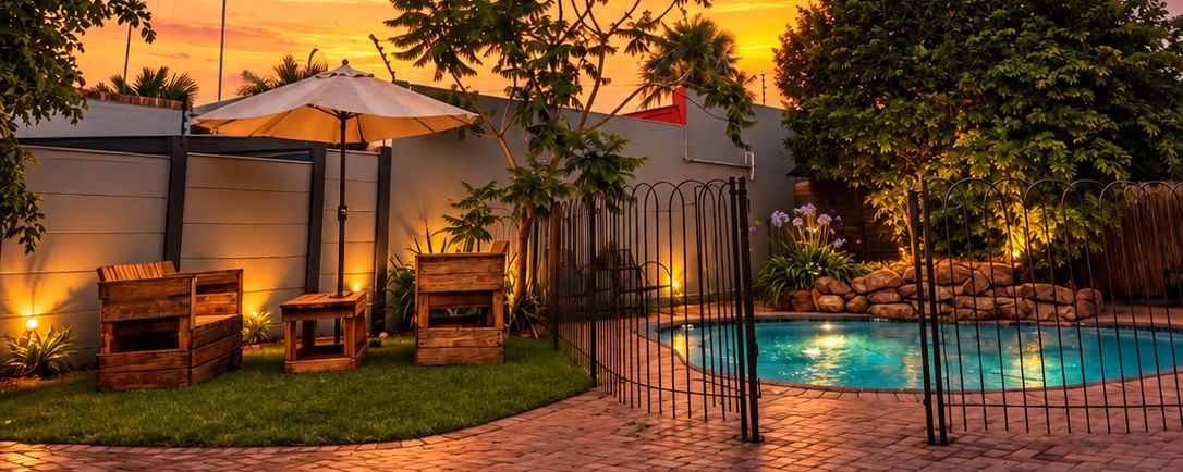 Shared swimming pool at Amberlight Guesthouse in Krugersdorp.