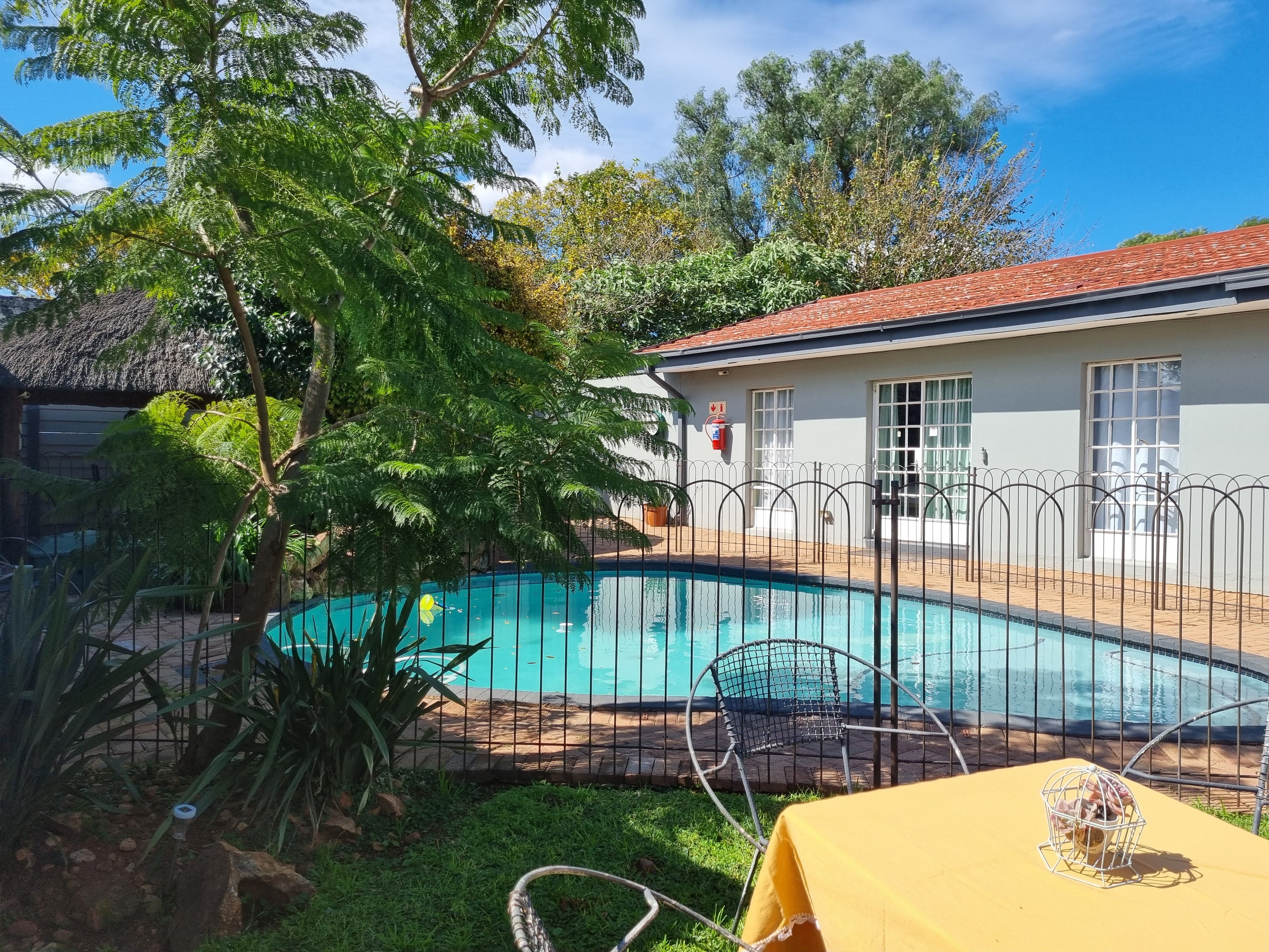 Secluded pool and small entertainment area