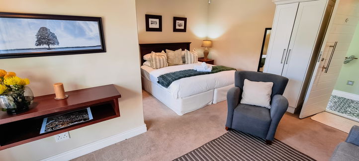 Double Bed Room with Dark-red and Dark-grey Color Scheme Wide angle, Hermanus Cliff Path Lodge, Lodge on the Green, DCC Hotel Group