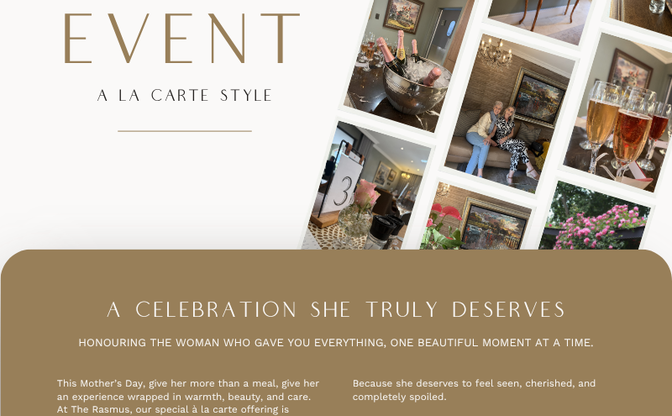 Mother’s Day  A La Carte Menu - 10 May 2026