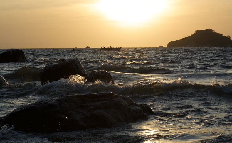 Fishermen early in the morning in senga bay on lake malawi 