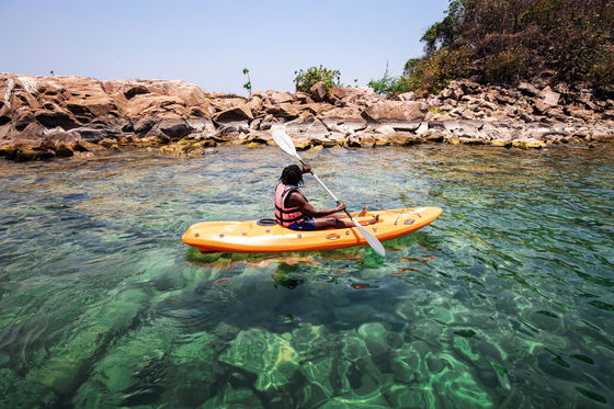 Rafting in clear blue waters at Blue Zebra