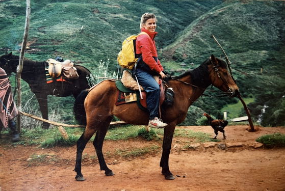 Caroline James on Basotho Pony during the recce 6 day Pony trek from Malealea Lodge Lesotho Caroline James on Basotho Pony during the recce 6 day Pony trek from Malealea Lodge Lesotho