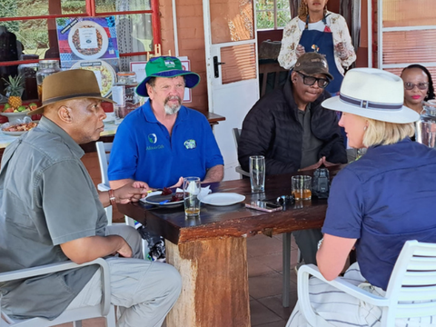 His Majesty, King Letsie III with Ken Dunn (Africa's Gift) and Jackie Muller (Malealea lodge)