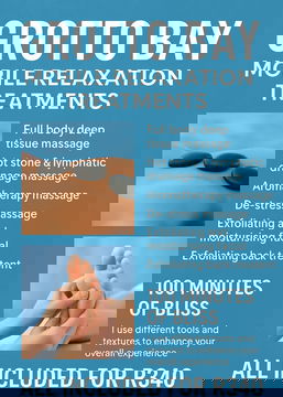 100mins full body Massage with Different techniques Grotto Bay Mobile Spa At Penguins at Sea only R340