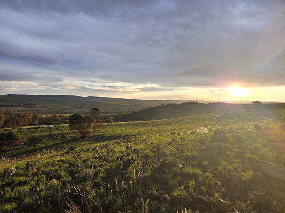 Mountain sunset on rising rocks farm in magaliesburg